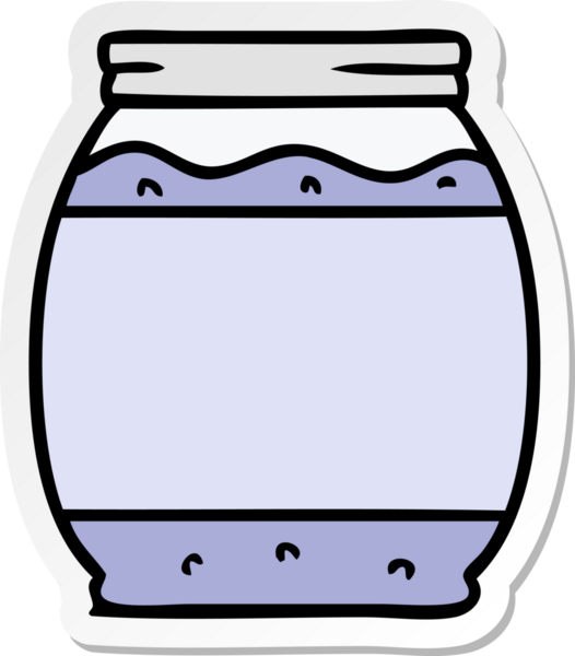 Bir insan tarafından çizilmiş çilek reçelinin el çizimi karikatür karikatürü