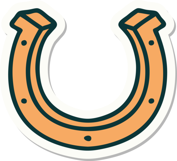 Bir insan tarafından çizilmiş geleneksel bir at nalı stili dövme çıkartması.