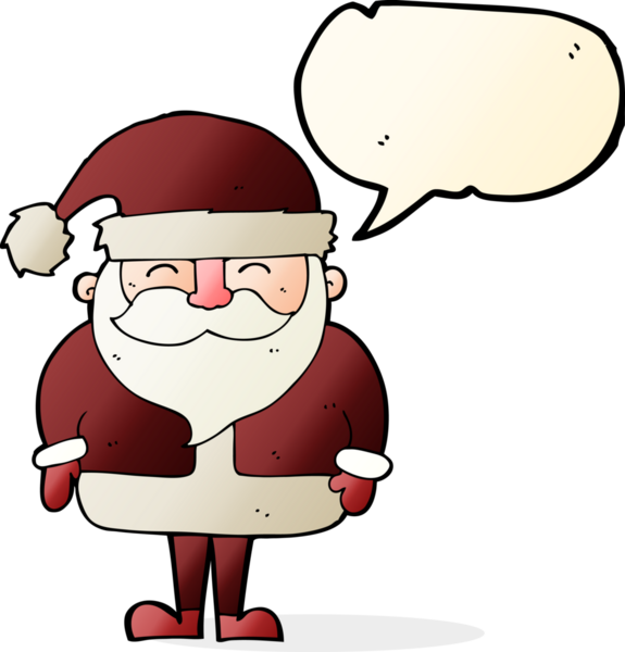 Bir insan tarafından çizilmiş konuşma balonlu Noel Baba çizgi filmi.