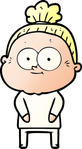 Bir insan tarafından çizilmiş mutlu yaşlı kadın çizgi filmi.