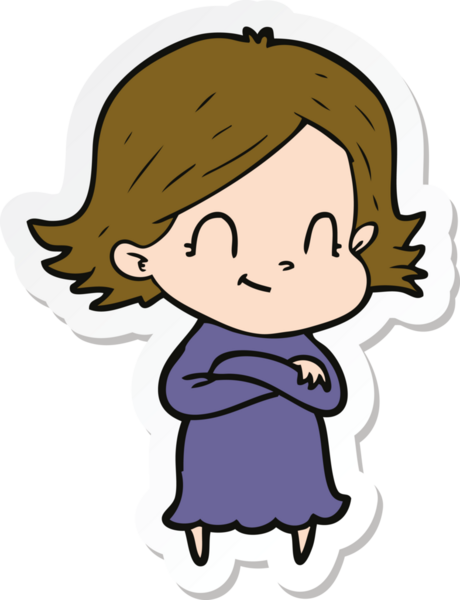 Bir insan tarafından çizilmiş, karikatür dostu bir kızın çıkartması.