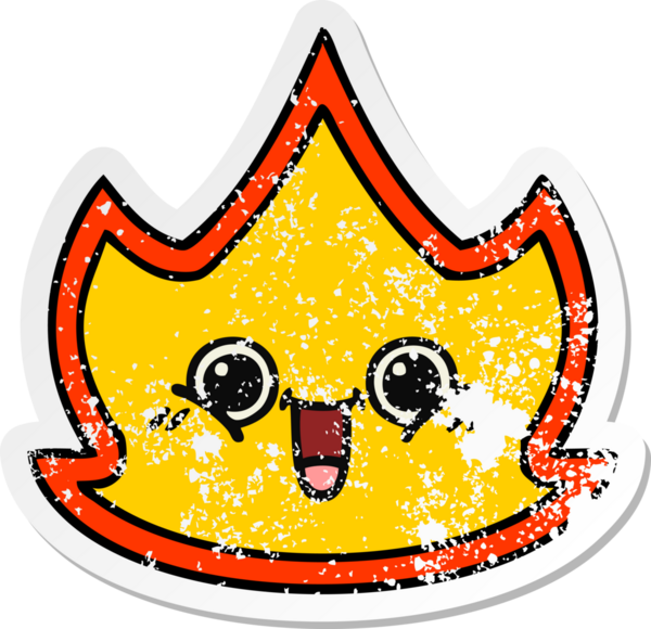 Bir insan tarafından çizilmiş şirin bir çizgi film yangınının sıkıntılı çıkartması.