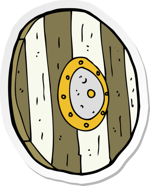 Bir insan tarafından çizilmiş ahşap bir kalkanın çıkartması.