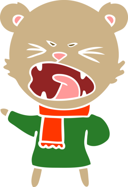 kızgın düz renkli çizgi film ayısı bir insan tarafından çizilmiş.