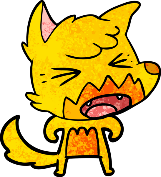 Bir insan tarafından çizilmiş tilki çizgi film karakteri