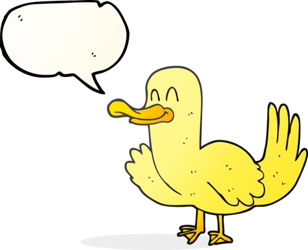 Bir insan tarafından çizilmiş serbest konuşma balonu karikatürü ördeği