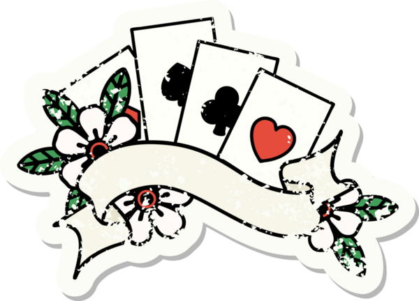 Geleneksel kart stili ve bir insanın çizdiği pankart dövmesi