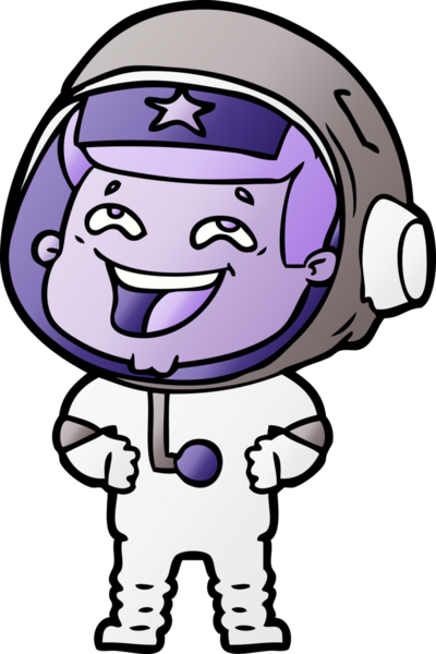 Bir insan tarafından çizilmiş gülen astronot çizgi filmi.