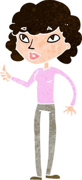 Bir insan tarafından çizilmiş başparmak işareti veren çizgi film kadını.