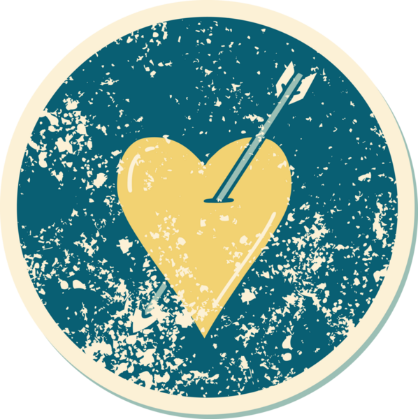 Bir insan tarafından çizilmiş ok ve kalbin sembolik depresif dövme görüntüsü