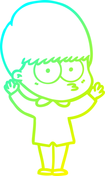 Bir insan tarafından çizilmiş gergin bir çizgi film çocuğu çizimi.