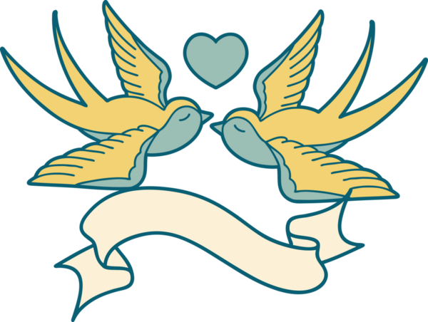 Kırlangıç dövmesi ve bir insan tarafından çizilmiş bir kalp.