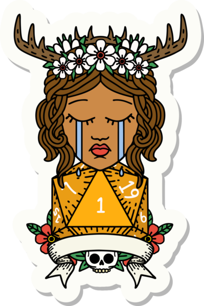 Bir insan tarafından çizilmiş doğal bir rulo ile ağlayan bir insan rahibin çıkartması.