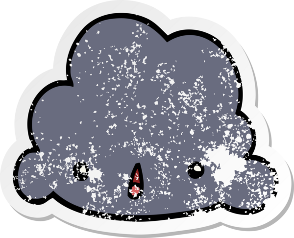 Bir insan tarafından çizilmiş karikatür bulutunun sıkıntılı çıkartması.