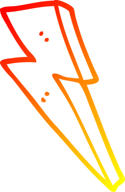 Bir insan tarafından çizilmiş bir çizgi film yıldırımının sıcak çizgi çizimi