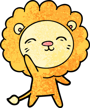 Bir insan tarafından çizilmiş çizgi film aslanı.