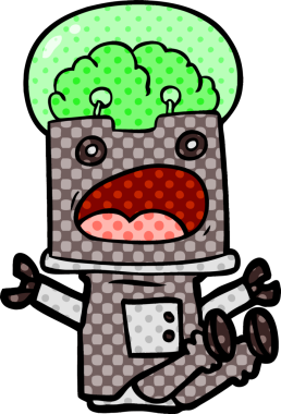 Bir insan tarafından çizilmiş çizgi film robotu