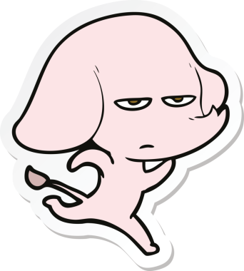 Bir insan tarafından çizilmiş kızgın bir filin çıkartması.