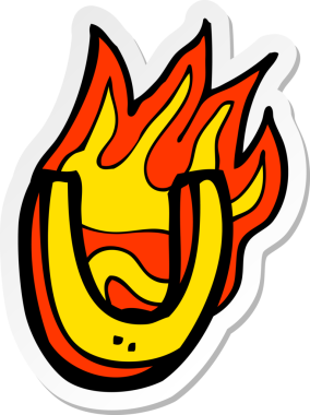 Bir insan tarafından çizilmiş yanan bir karikatür çıkartması.