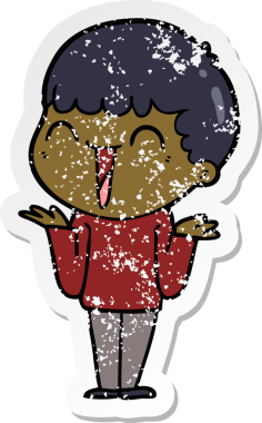 Bir insan tarafından çizilmiş mutlu bir adamın sıkıntılı çıkartması.