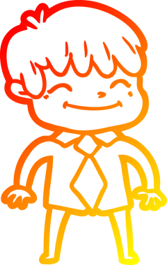 Bir insan tarafından çizilen mutlu bir çocuğun sıcak çizgi çizimi.