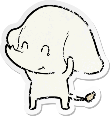 Bir insan tarafından çizilmiş şirin bir filin sıkıntılı çıkartması