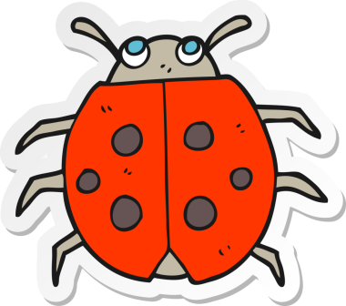 Bir insan tarafından çizilmiş bir uğur böceğinin çıkartması.