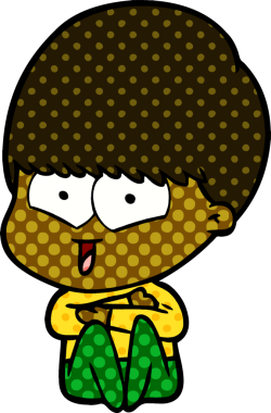 Bir insan tarafından çizilmiş mutlu çocuk çizgi filmi.