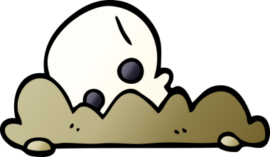 Bir insan tarafından çamurda çizilmiş karalama kafatası.