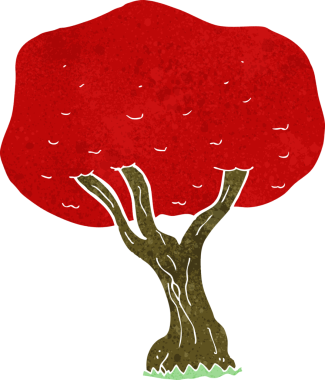 Bir insan tarafından çizilmiş çizgi film ağacı.