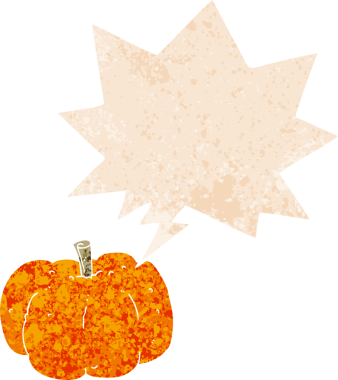 Bir insan tarafından çizilmiş grunge dertli retro biçimli konuşma balkabağı