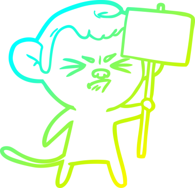 Bir insan tarafından çizilmiş kızgın bir maymunun soğuk çizgi çizimi.