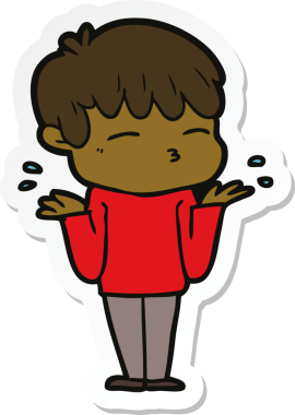 Bir insan tarafından çizilmiş meraklı bir çocuğun çıkartması.