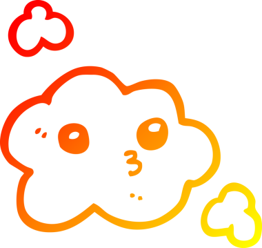 Bir insan tarafından çizilmiş sevimli bir karikatür bulutunun sıcak gradyan çizimi