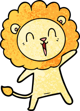 Bir insan tarafından çizilmiş gülen aslan çizgi filmi.