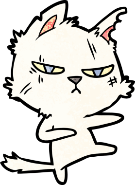 Bir insan tarafından çizilmiş sert çizgi film kedisi.