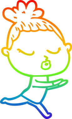 Gökkuşağı gradyan çizgi çizimi bir insan tarafından çizilmiş sakin bir kadın