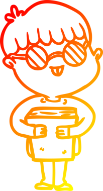 Bir insan tarafından çizilmiş gözlük takan çizgi film çocuğu çizimi.