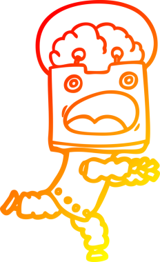 Bir insan tarafından çizilen çizgi film robotunun sıcak çizgi çizimi