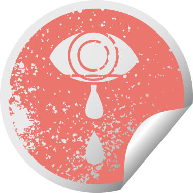 Bir insan tarafından çizilmiş ağlayan bir gözün sıkıntılı dairesel soyulan çıkartması.