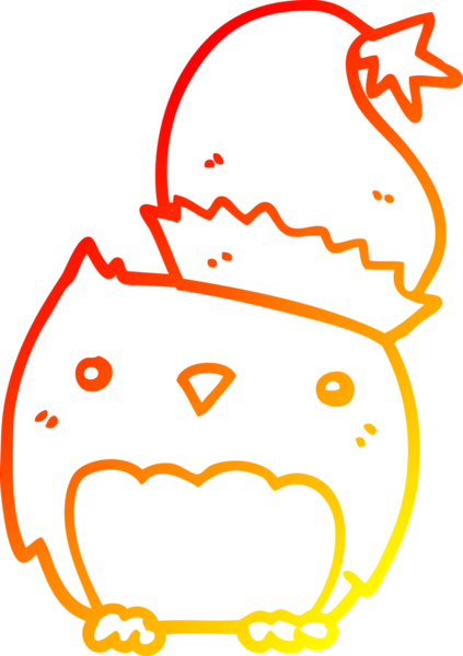 Bir insan tarafından çizilmiş şirin bir Noel baykuşunun sıcak gradyan çizimi