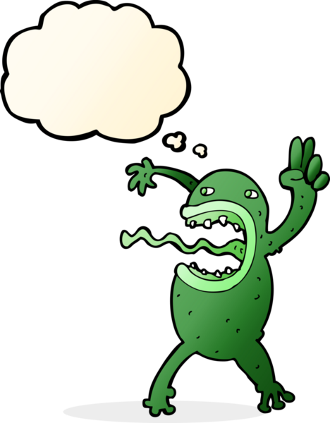 Bir insan tarafından çizilmiş düşünce baloncuğu olan çılgın bir kurbağa.