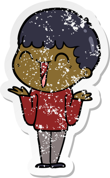 Bir insan tarafından çizilmiş mutlu bir adamın sıkıntılı çıkartması.