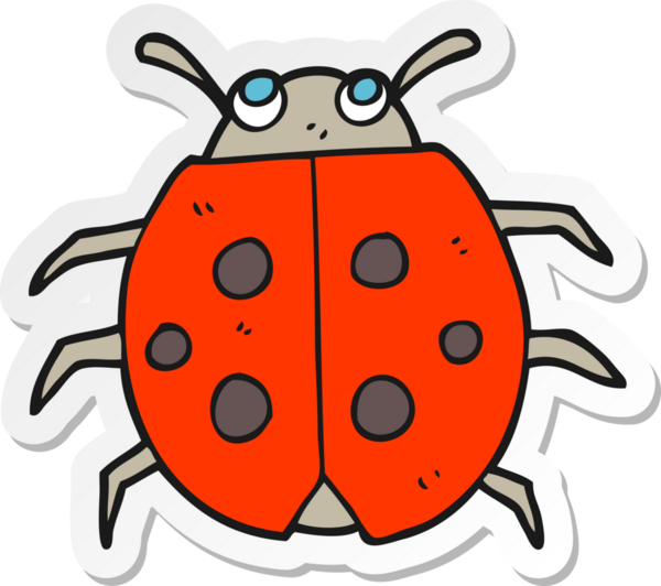 Bir insan tarafından çizilmiş bir uğur böceğinin çıkartması.