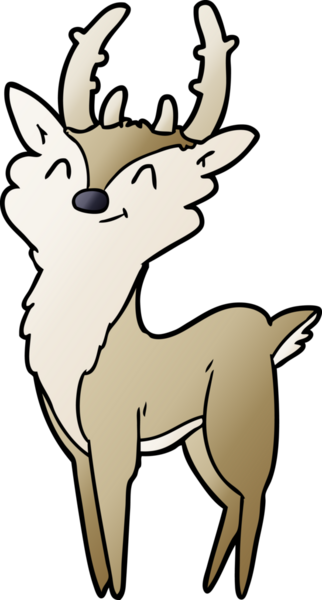 Bir insan tarafından çizilmiş mutlu bir geyik.