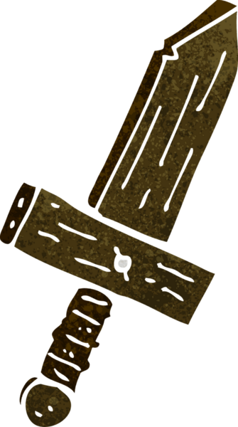 Bir insan tarafından çizilmiş ahşap kılıç.