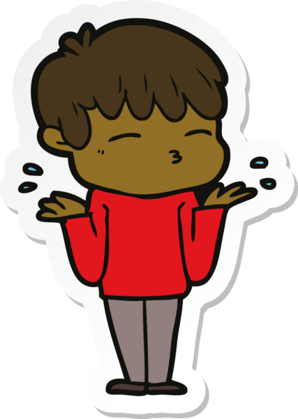 Bir insan tarafından çizilmiş meraklı bir çocuğun çıkartması.