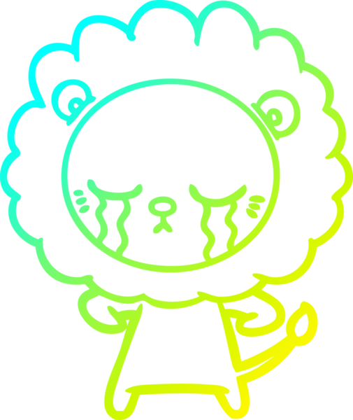 Bir insan tarafından çizilmiş ağlayan bir aslanın soğuk gradyan çizgisi.