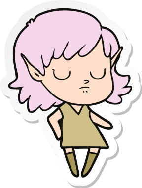 Bir insan tarafından çizilmiş bir elf kızının çıkartması.