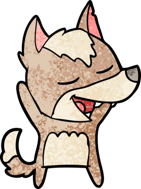 Bir insan tarafından çizilmiş gülen bir kurt.